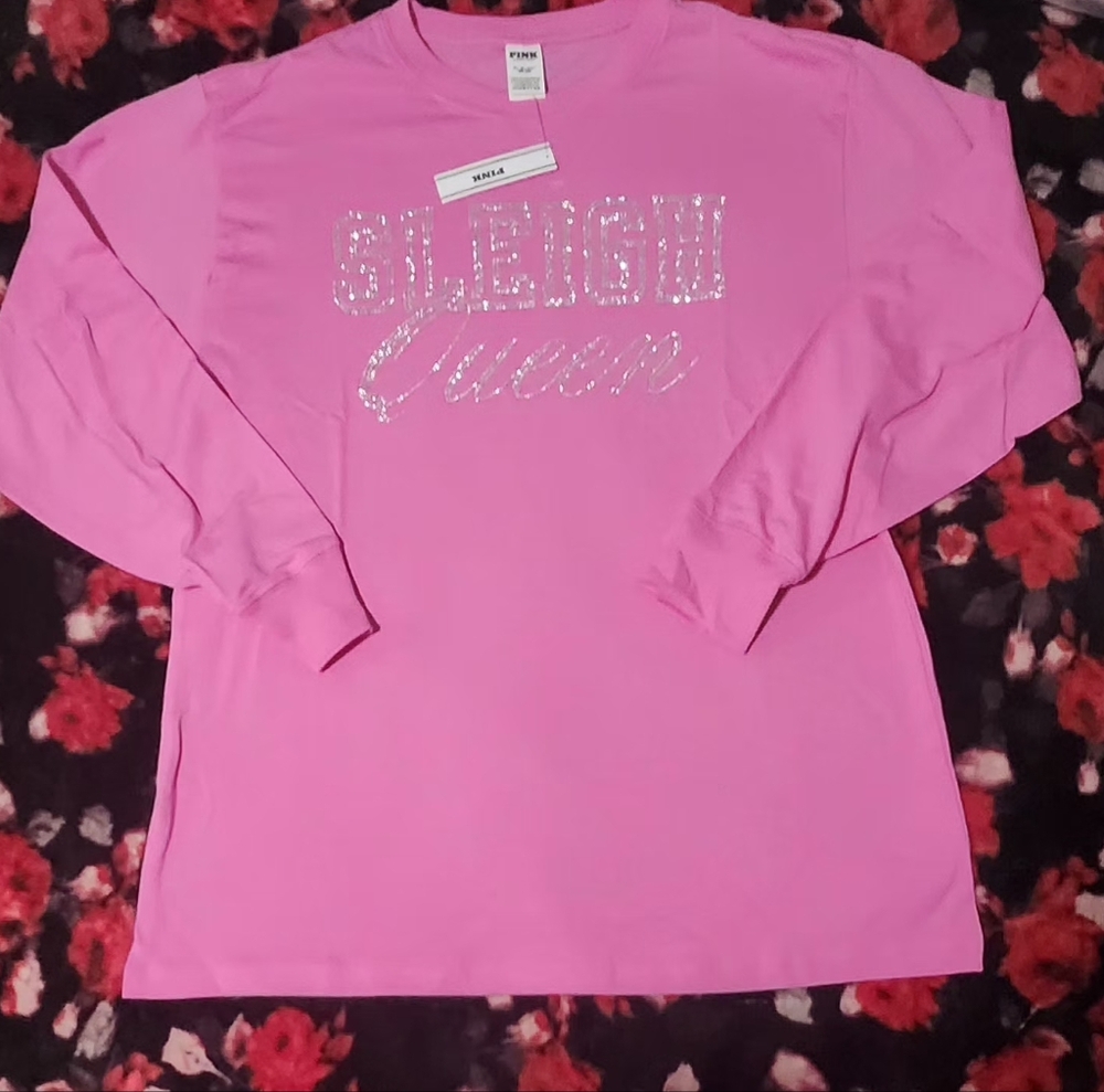 PINK Campus Cotton  Long Sleeve Graphic Tee Size XS NWT - Picture 5 of 8